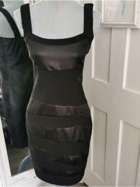 Y2K LIME Elegant Cocktail Party Black Bandage Mini Dress. Size M